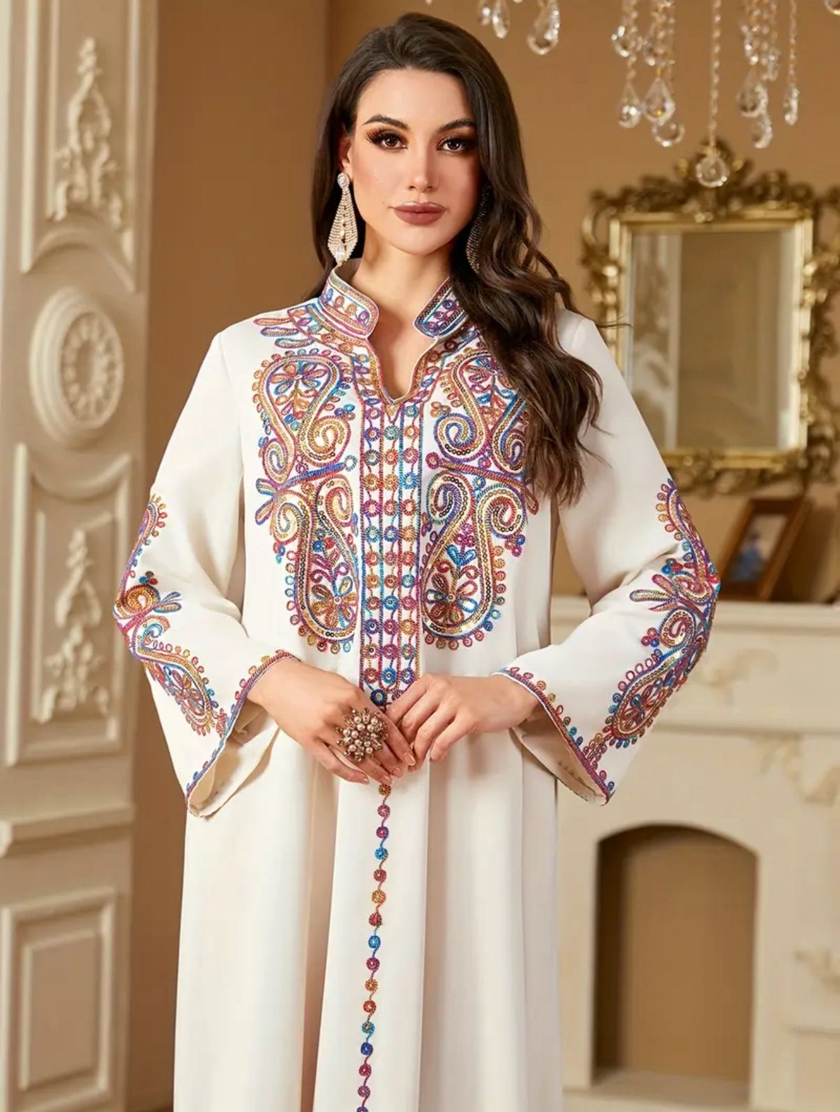 Modest Mesh Abaya Printing Long Robe Daily Casual Wear Islamic Clothing Turkish Robe