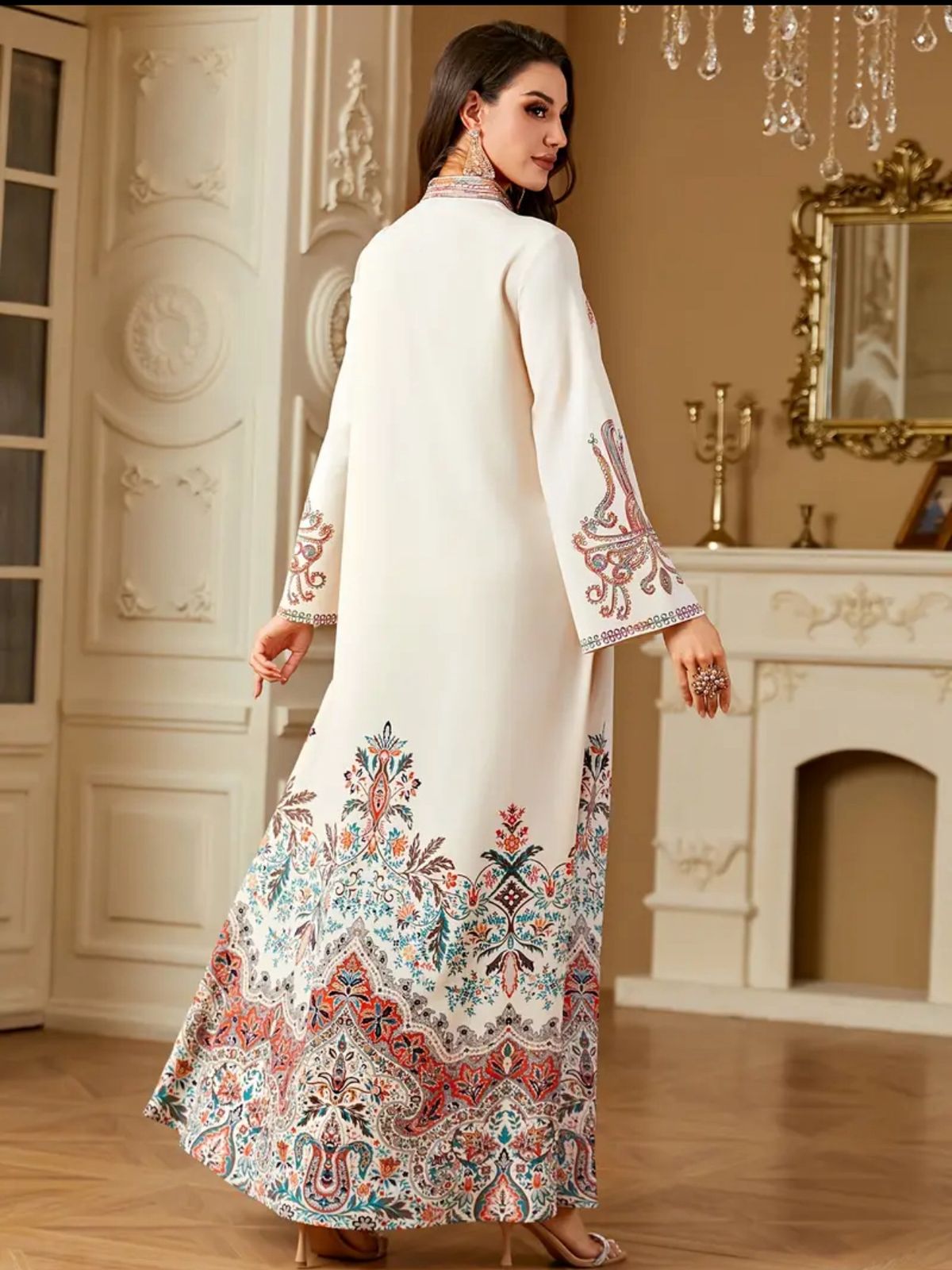 Elegant, glittering, embellished jalabiya abaya for women thumbnail 5